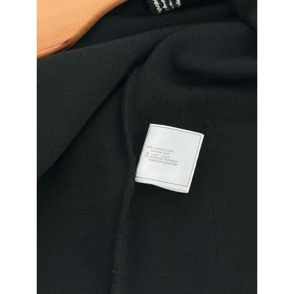 CHANEL 04A 2004 Black White Wool CC Logo Cardigan Jacket Size 40 Authentic